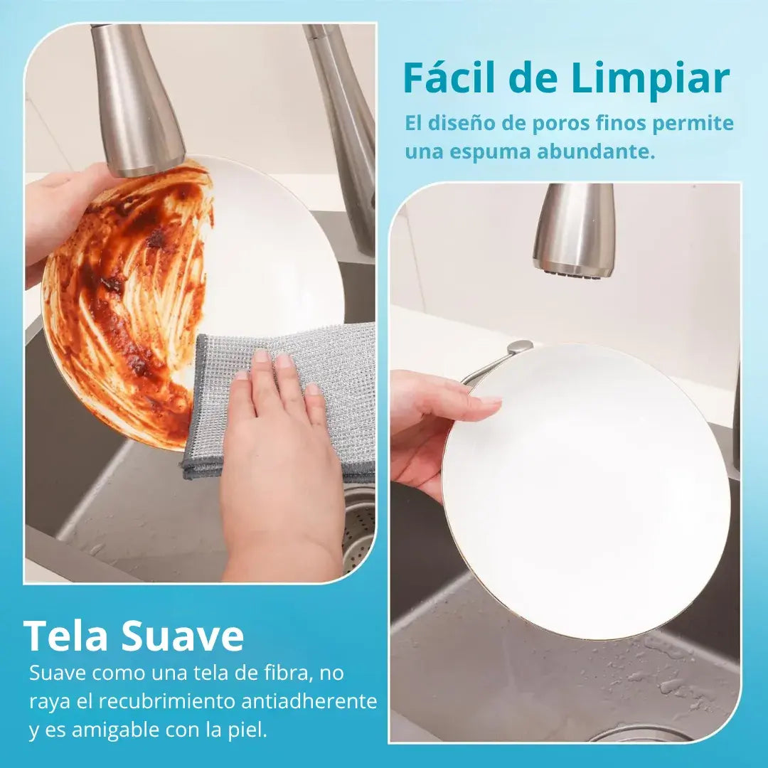 💨🛡️ Kit 6 DishMate® - Paños De Acero Sin Arañazos, Sin Olores, Limpieza En Húmedo Y Seco 🏠✨