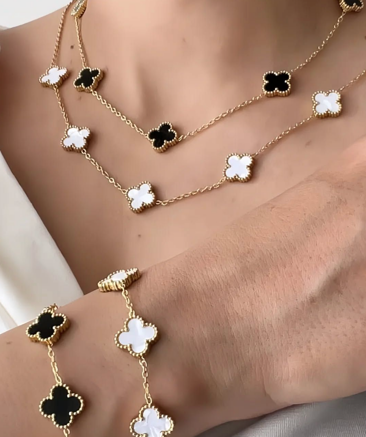 Pulseras Trébol en Plata 925 chapado Oro 18k + Caja de Regalo