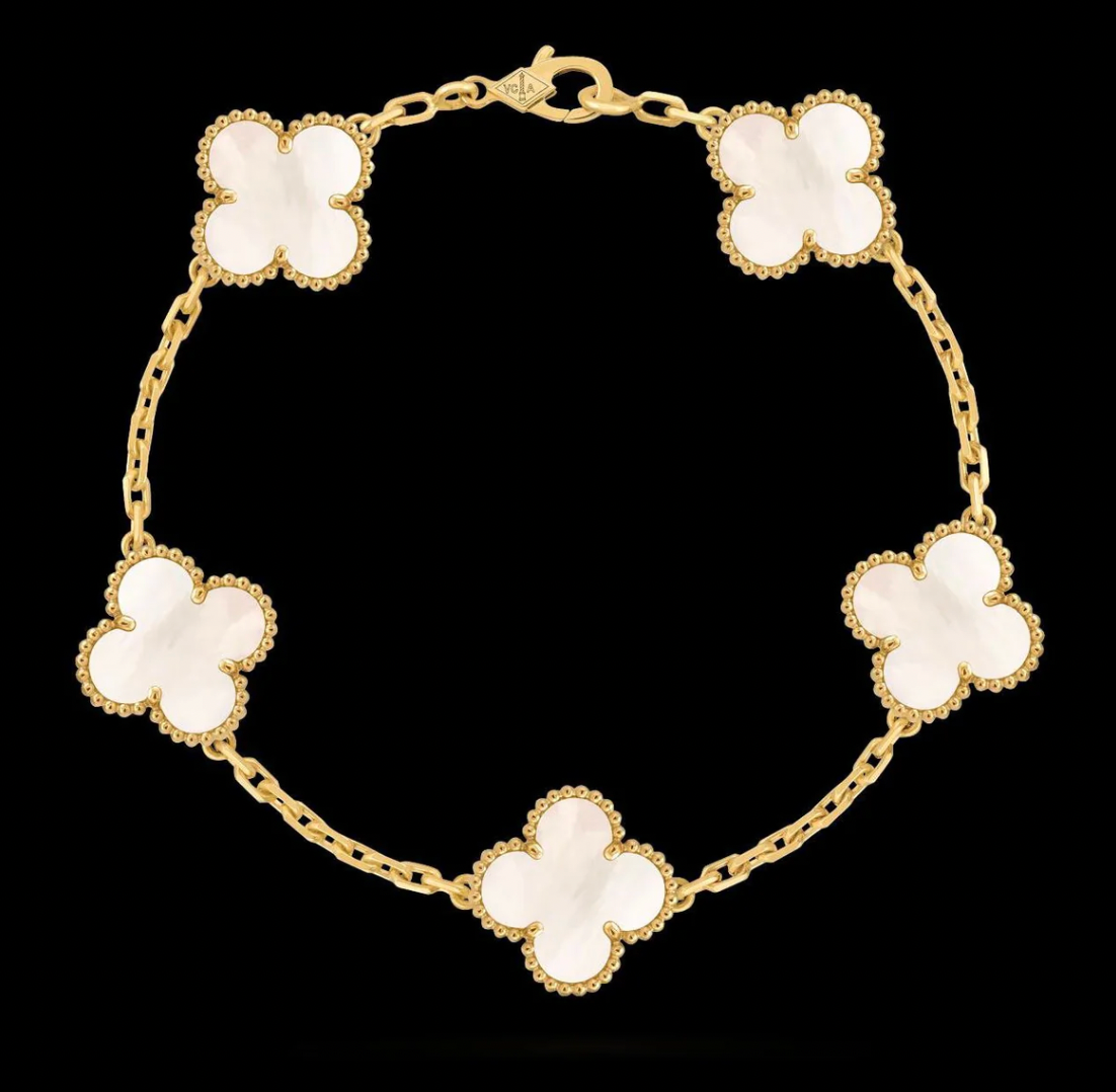 Pulseras Trébol en Plata 925 chapado Oro 18k + Caja de Regalo