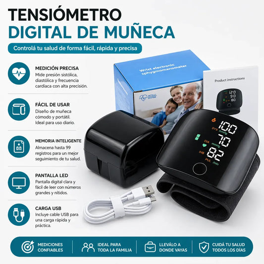 Tensiometro Digital Control total 99.9% Exactitud / Presión alta - Saturación y Glucosa